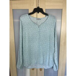 Blue Motion Blouse Sz M Blue Floral‎ Boho Top Fairy Cottagecore Peasant Casual